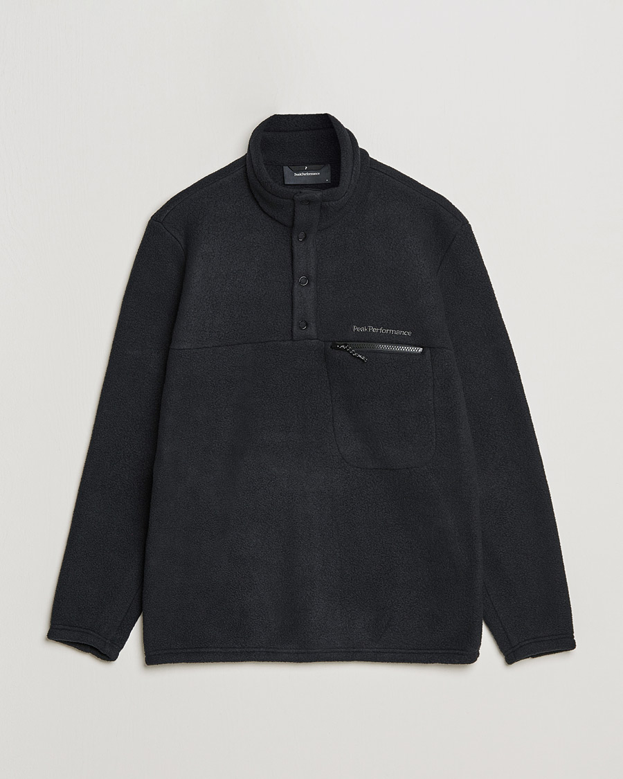 Men | Sweaters & Knitwear | Peak Performance | Fleece Snap T-Neck Black