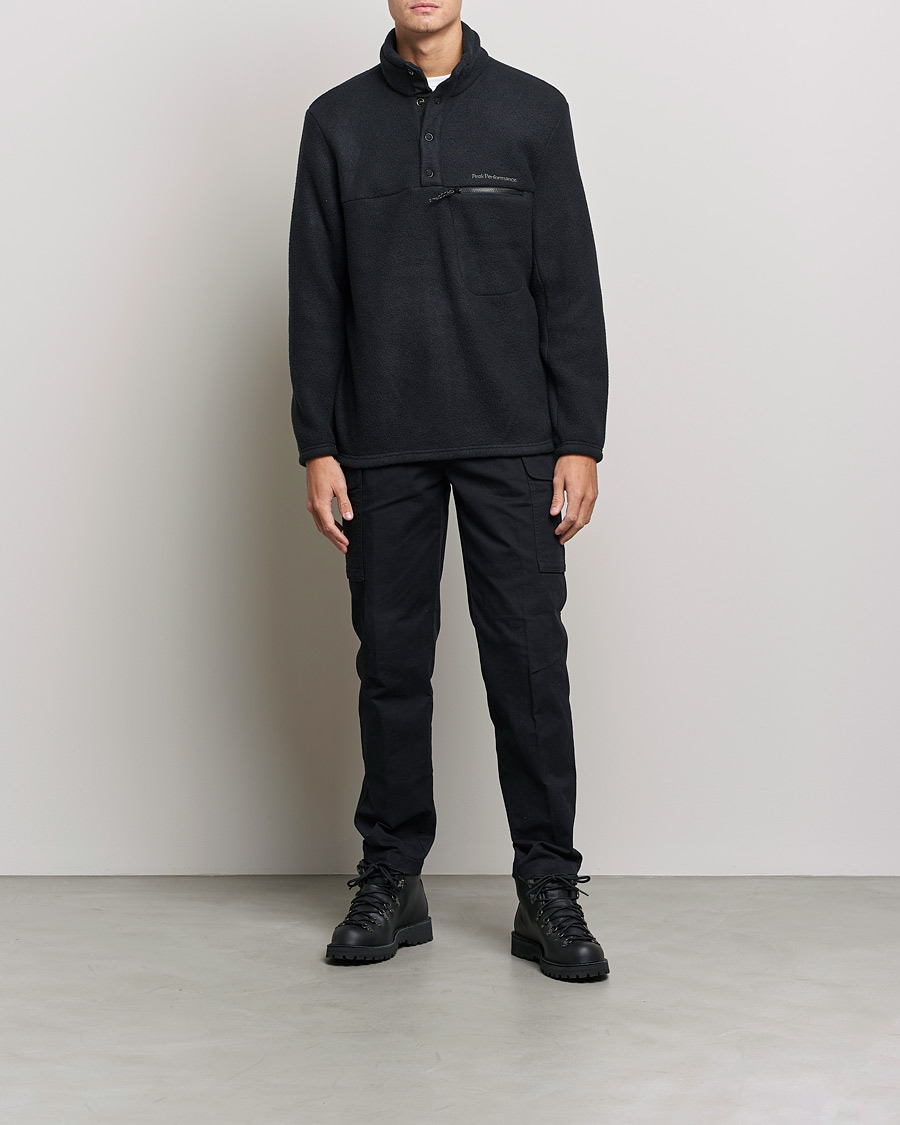Men | Sweaters & Knitwear | Peak Performance | Fleece Snap T-Neck Black