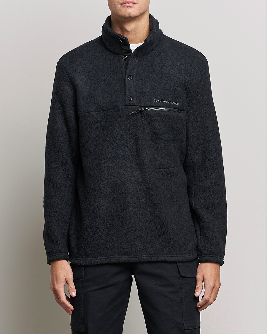 Men | Sweaters & Knitwear | Peak Performance | Fleece Snap T-Neck Black