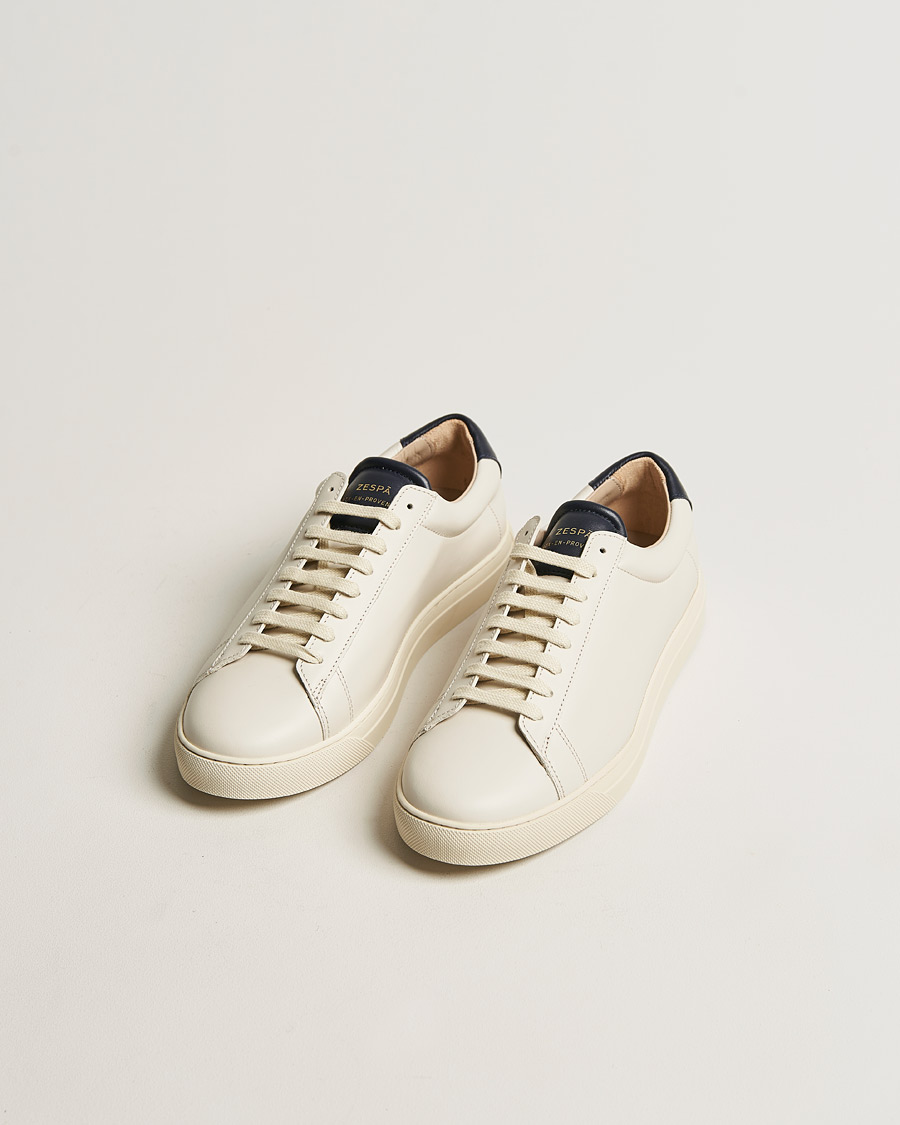 Men | Zespà ZSP4 Nappa Leather Sneakers Off White/Navy | Zespà | ZSP4 Nappa Leather Sneakers Off White/Navy