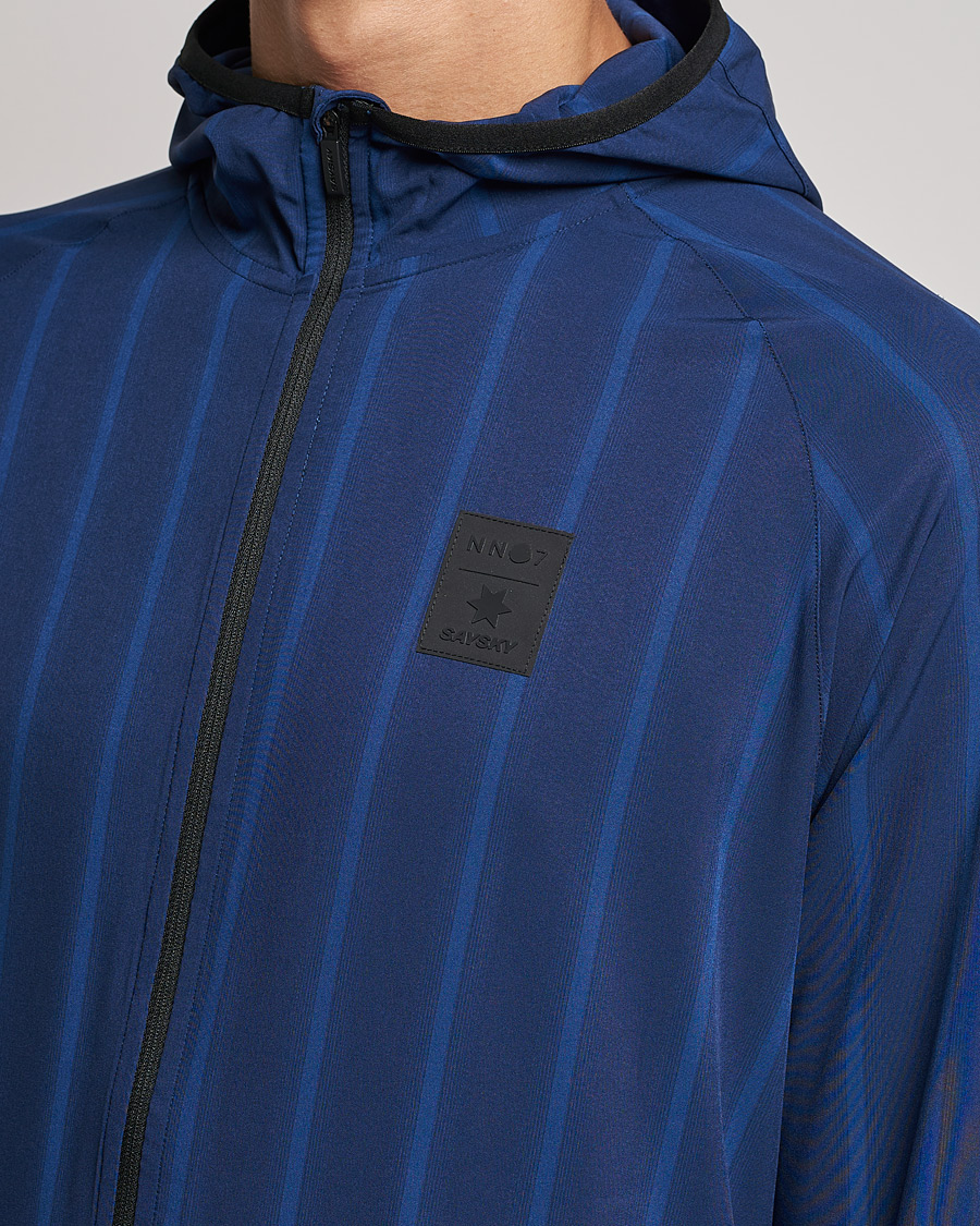 Men | Sweaters & Knitwear | NN07 | Pace Hooded Running Jacket Navy Stripe