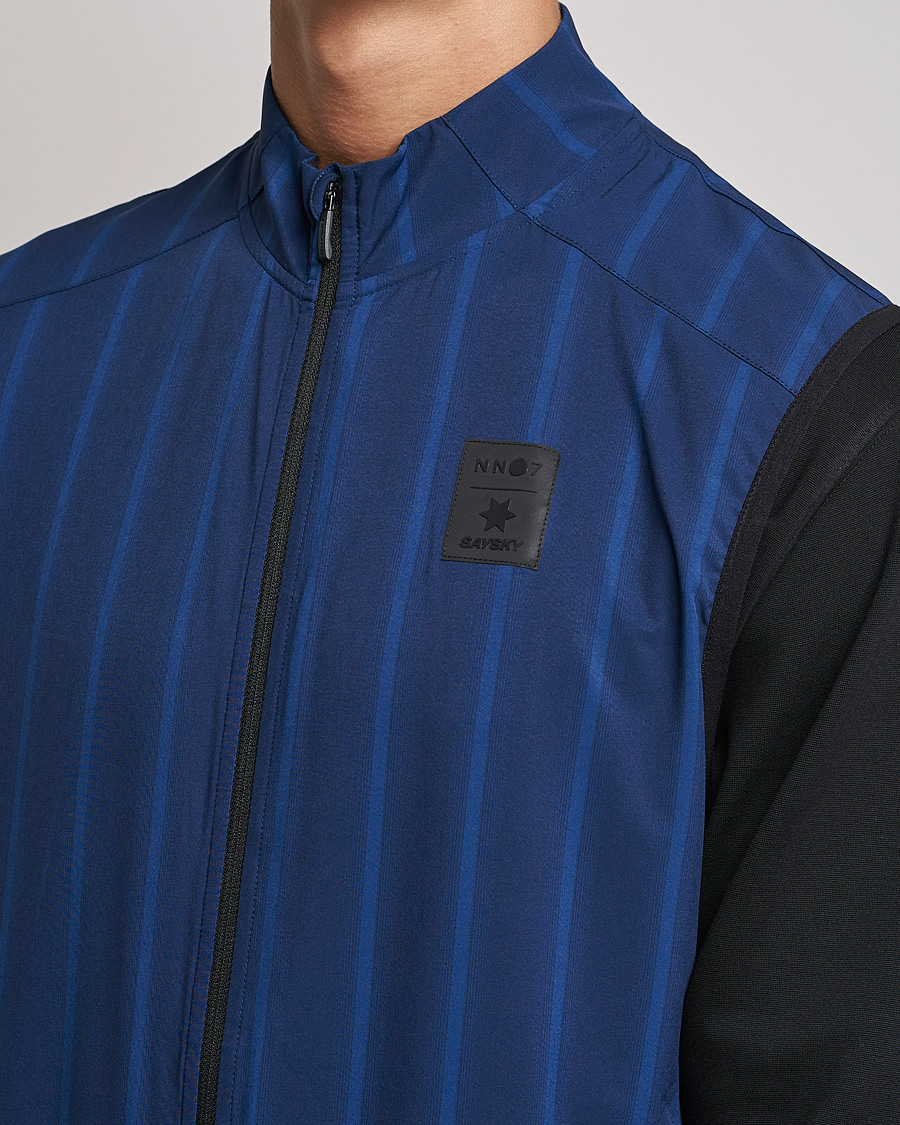 Men | Sweaters & Knitwear | NN07 | Pace Full Zip Vest Navy Stripe