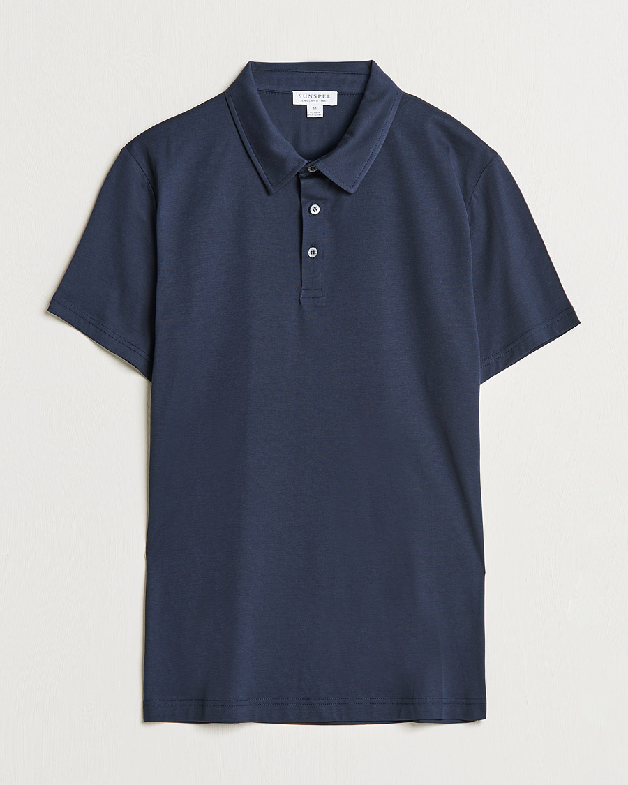 Men | Polo Shirts | Sunspel | Cotton Jersey Polo Navy