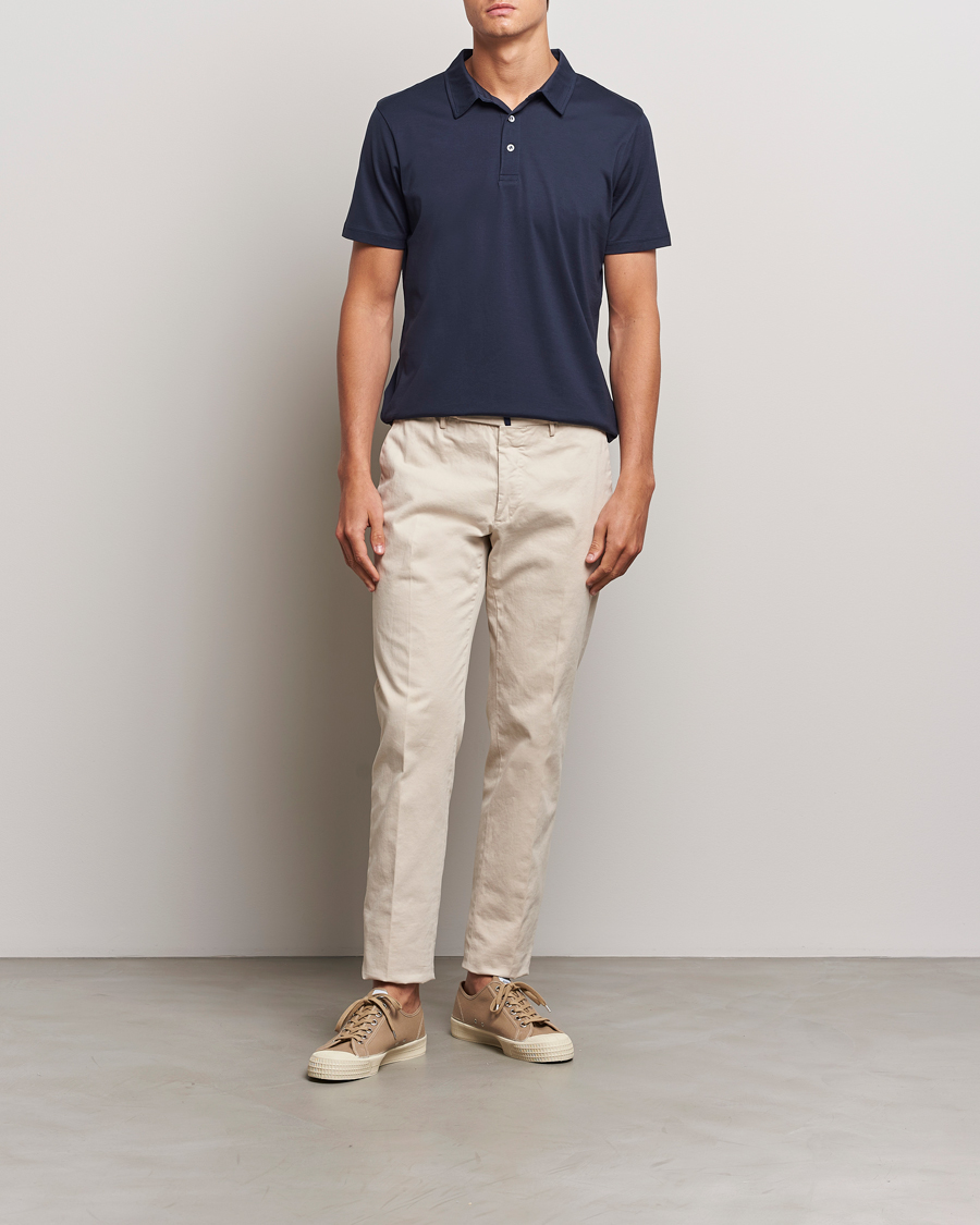 Men | Polo Shirts | Sunspel | Cotton Jersey Polo Navy