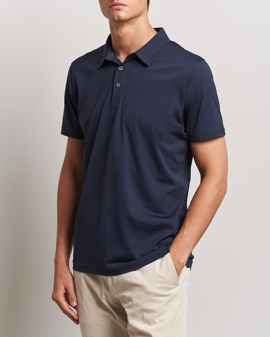 Men | Polo Shirts | Sunspel | Cotton Jersey Polo Navy