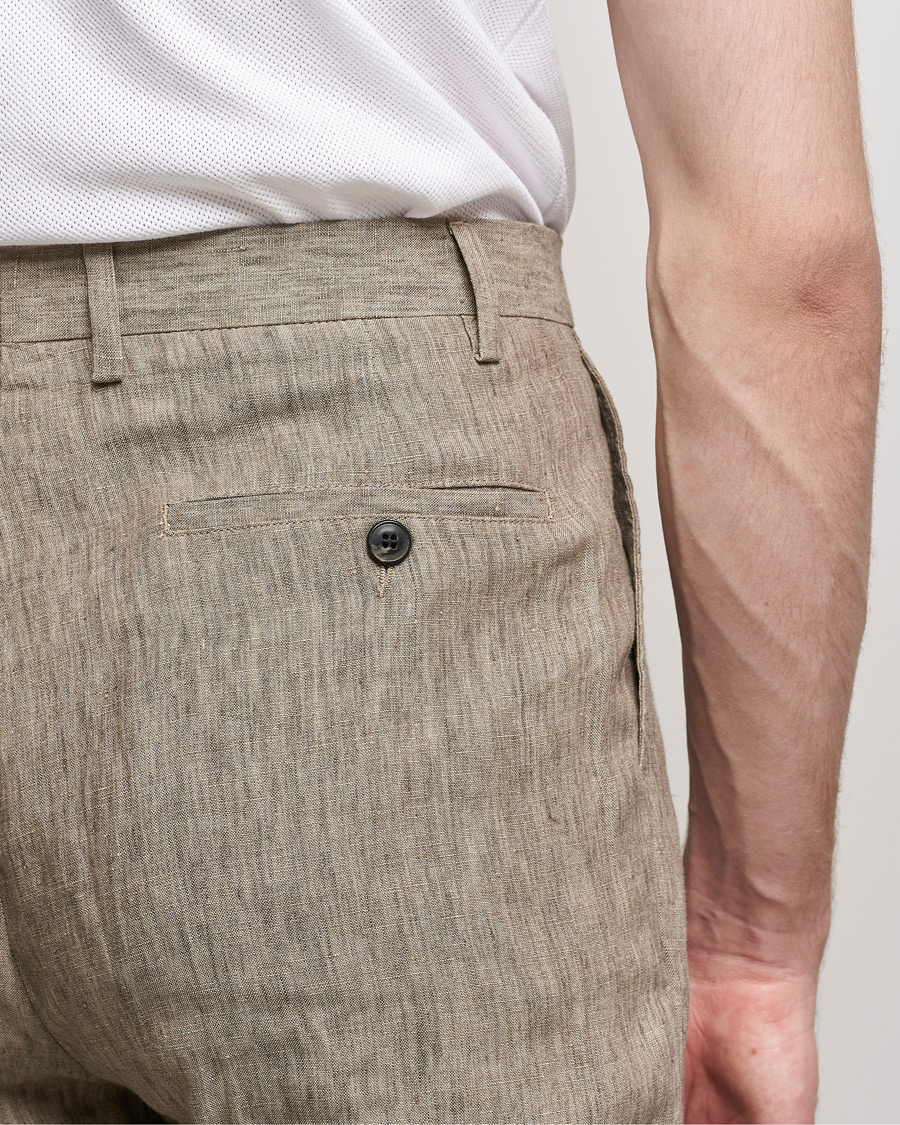 Men | Trousers | Sunspel | Tailored Relaxed Fit Linen Trousers Dark Stone