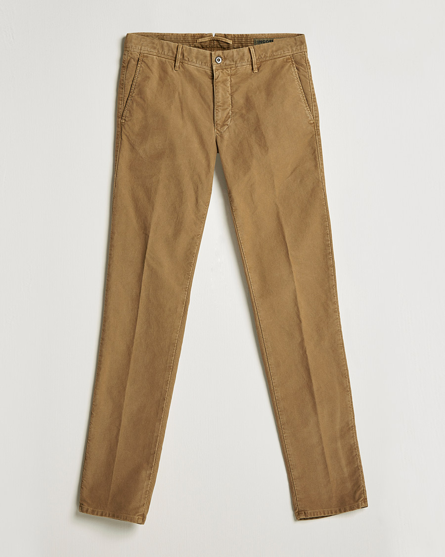 Men | Trousers | Incotex | Slim Fit Garment Dyed Slacks Brown