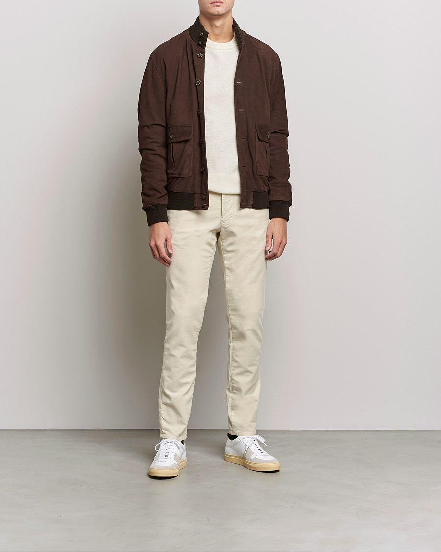 Men | Trousers | Incotex | Slim Fit Vintage Moleskine Slacks Light Beige