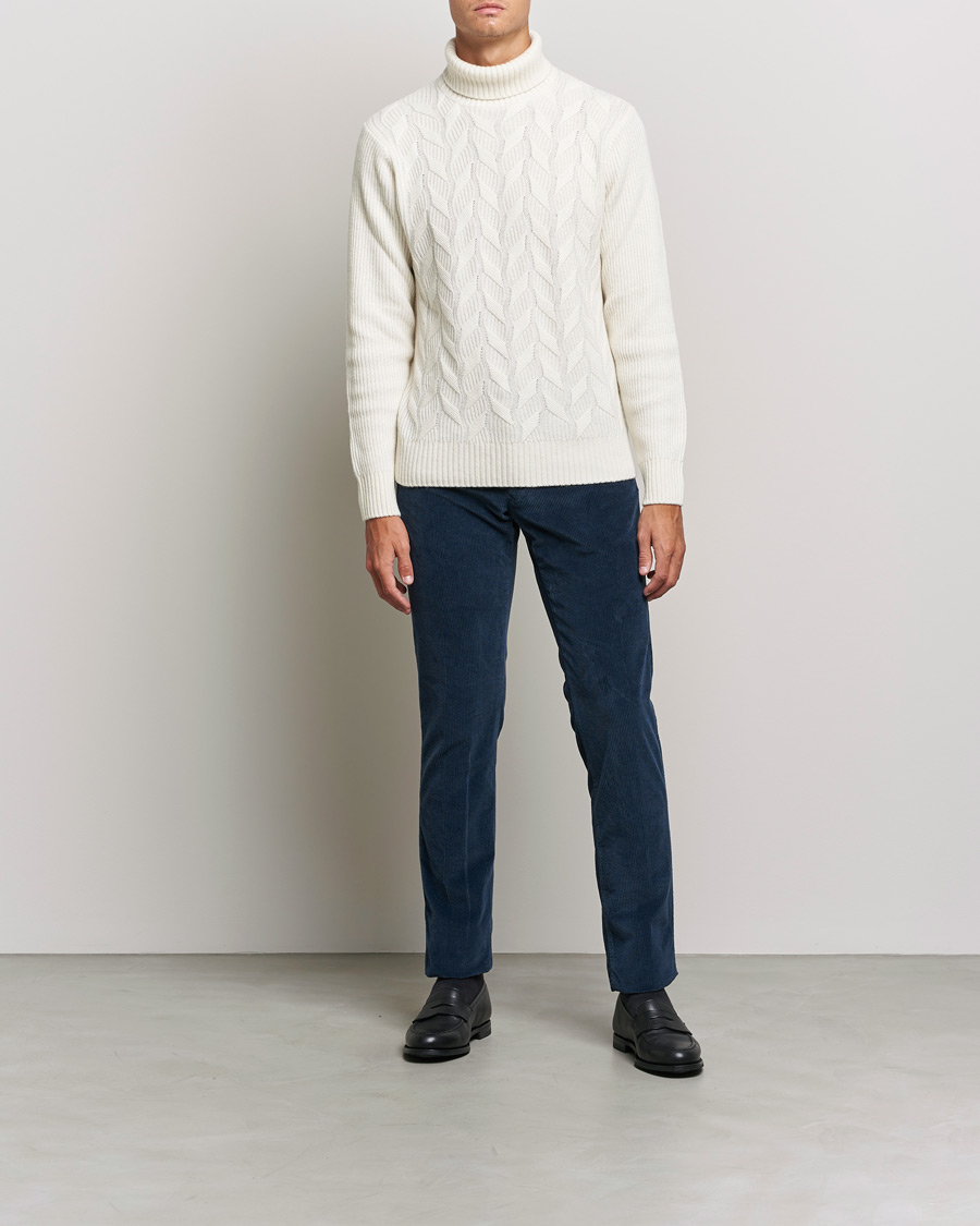 Men | Trousers | Incotex | Slim Fit Leisure Cord Slacks Dark Blue