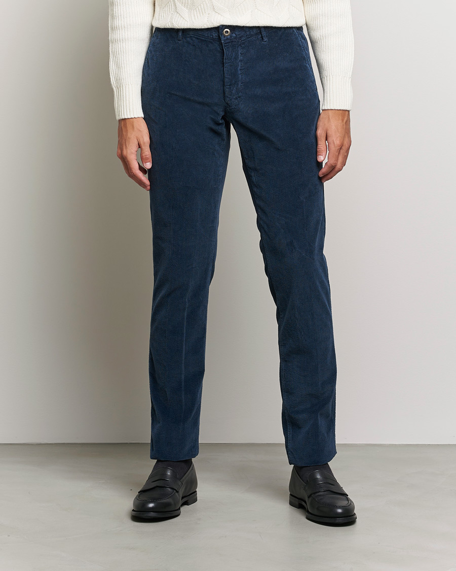 Men | Trousers | Incotex | Slim Fit Leisure Cord Slacks Dark Blue