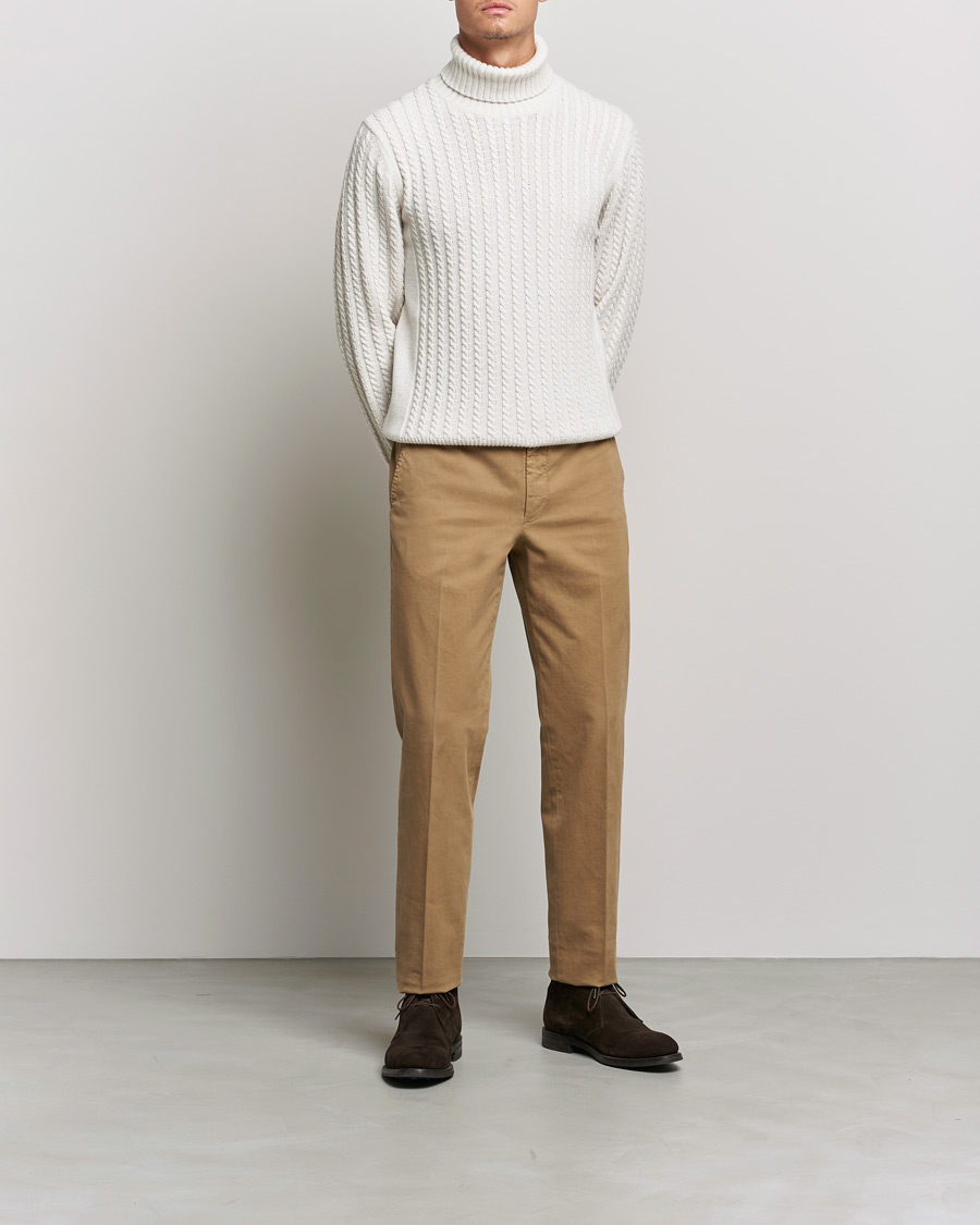 Men | Trousers | Incotex | Regular Fit Cotton Stretch Chinos Beige