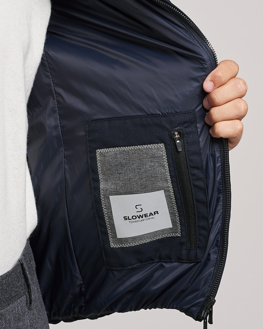 Men | Coats & Jackets | Slowear | Tekno Sartorial Wool Down Vest Navy
