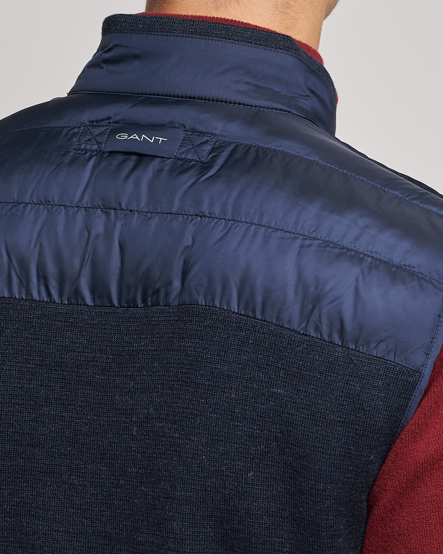 Men | Coats & Jackets | GANT | Mixed Media Light Padded Gilet Evening Blue