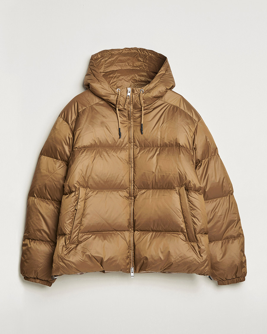Men | Coats & Jackets | GANT | Shiny Puffer Hooded Jacket Toffee Beige