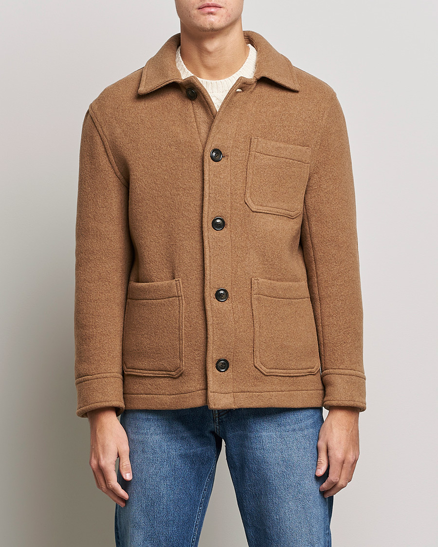 Men | Coats & Jackets | GANT | Short Wool Patch Pocket Jacket Warm Khaki