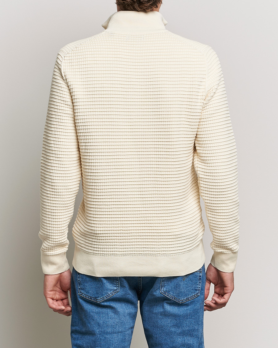 Men | Sweaters & Knitwear | GANT | Cotton Texture Half Zip Cream