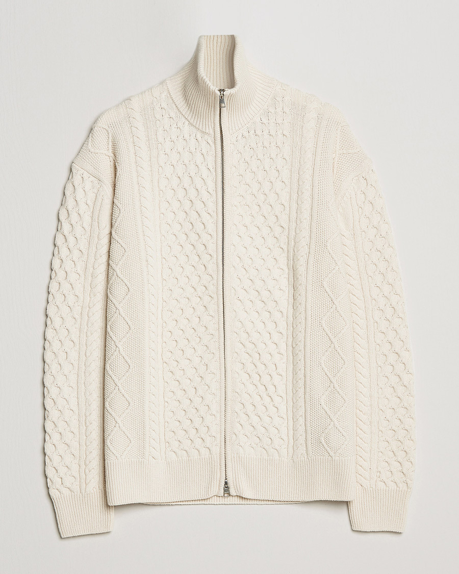 Men | Sweaters & Knitwear | Gant | Aran Structured Full Zip Cream