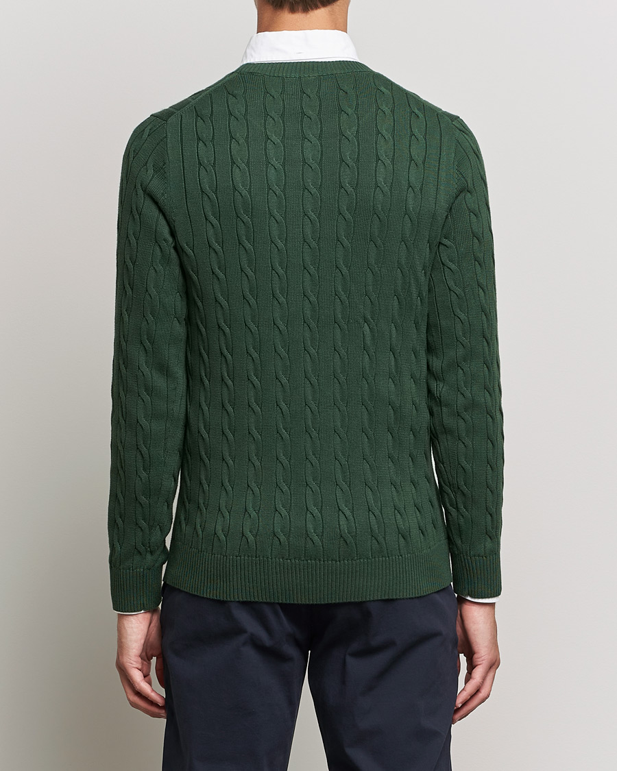 Men | Sweaters & Knitwear | GANT | Cotton Cable Crew Neck Pullover Storm Green