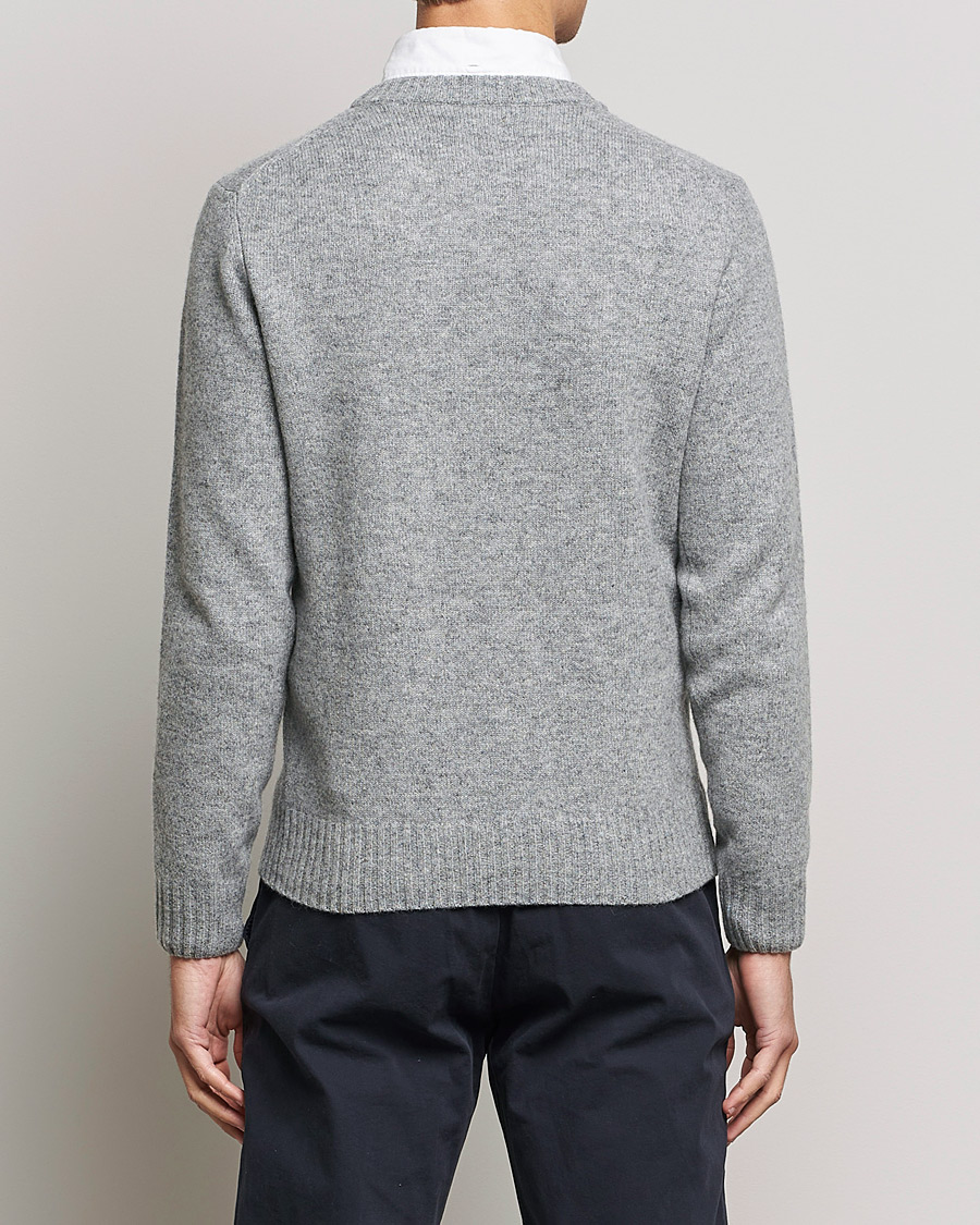 Men | Sweaters & Knitwear | GANT | Brushed Wool Crew Neck Sweater Grey Melange