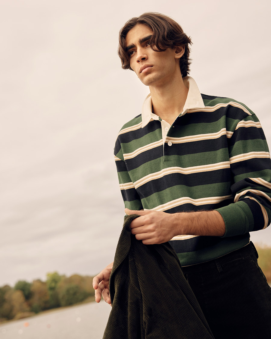 Men | Sweaters & Knitwear | GANT | Archive Striped Heavy Rugger Storm Green