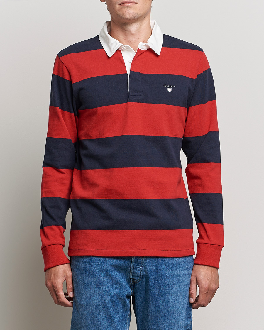 Men | Sweaters & Knitwear | GANT | Original Barstripe Heavy Rugger Ruby Red