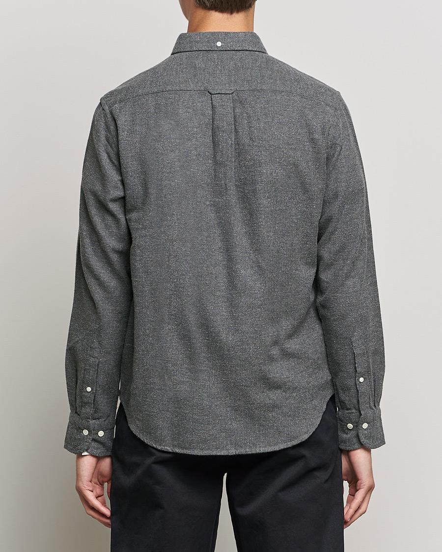 Men | Shirts | GANT | Regular Fit Flannel Herringbone Shirt Charcoal Melange