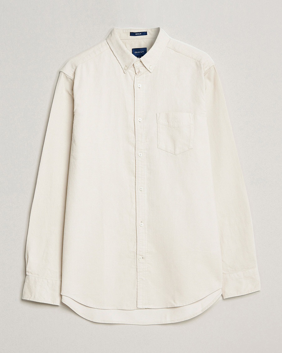 Men | Shirts | GANT | Regular Fit Corduroy Shirt Putty