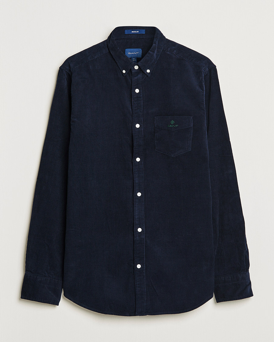 Men | Shirts | GANT | Regular Fit Corduroy Shirt Evening Blue