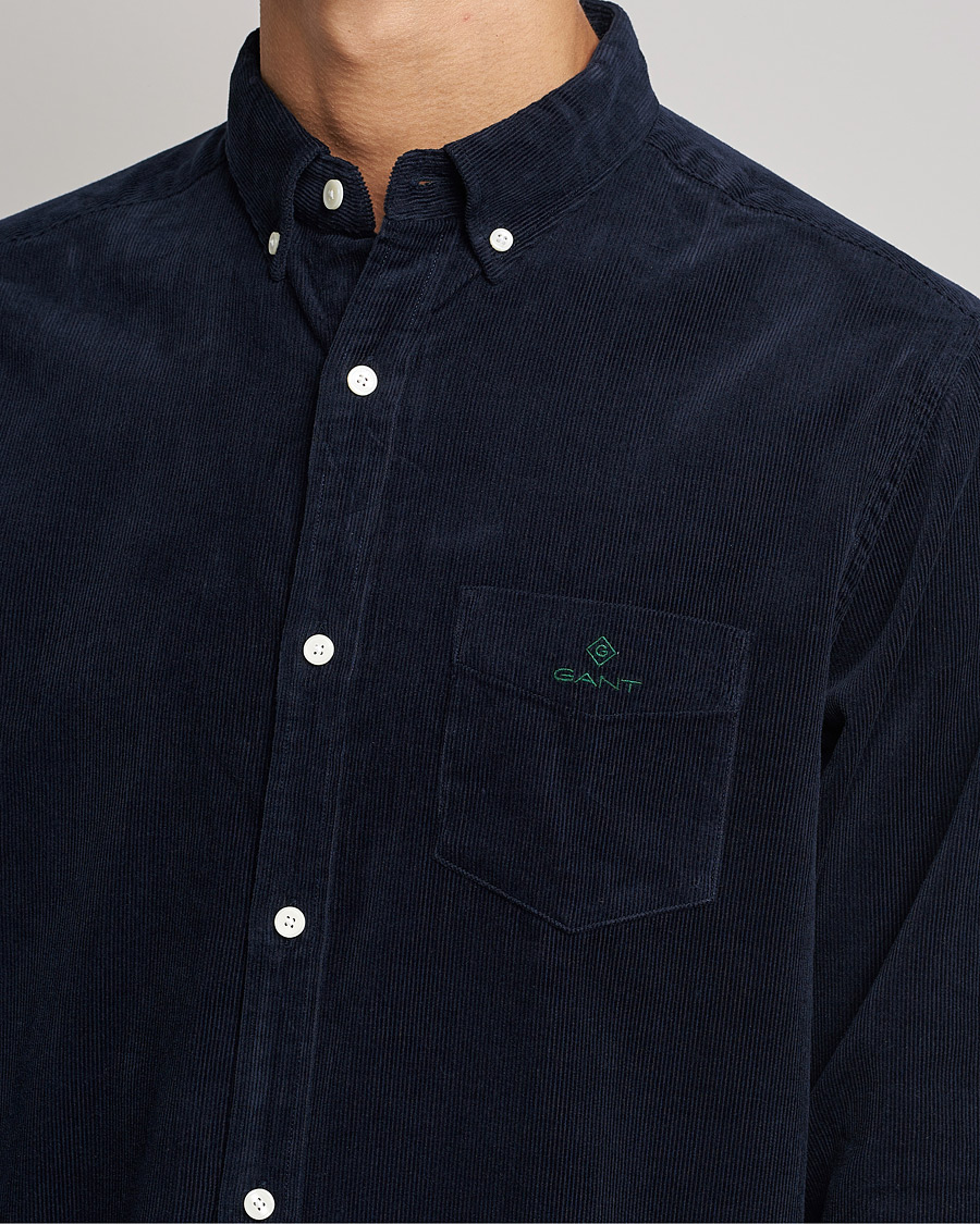 Men | Shirts | GANT | Regular Fit Corduroy Shirt Evening Blue