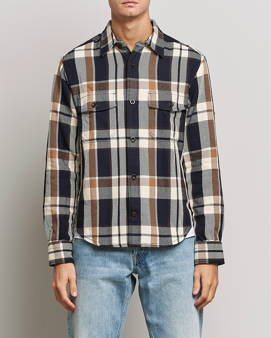 Men | Shirts | GANT | Checked Overshirt Vintage Cream