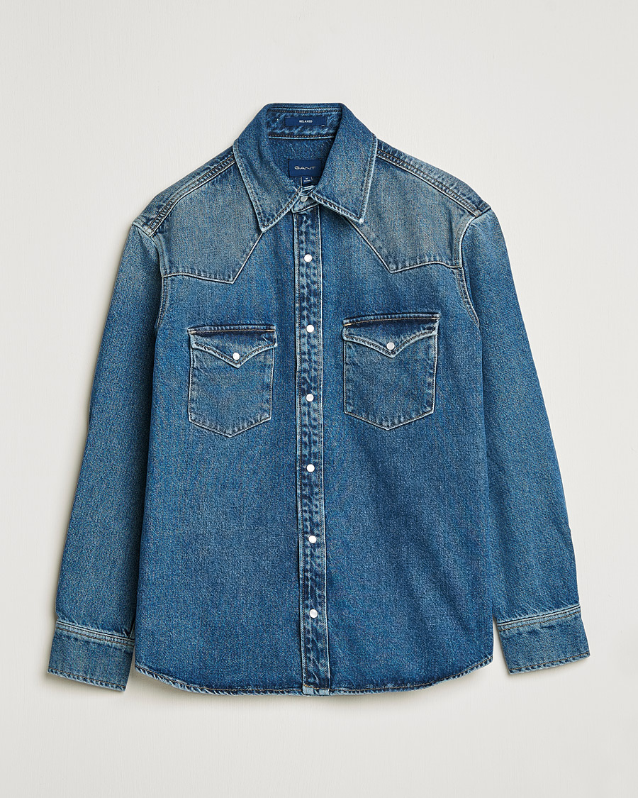 Men | Shirts | GANT | Western Denim Shirt Vintageg Blue