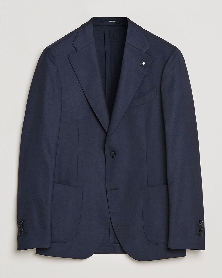Men | Blazers | Lardini | Patch Pocket Wool Blazer Navy
