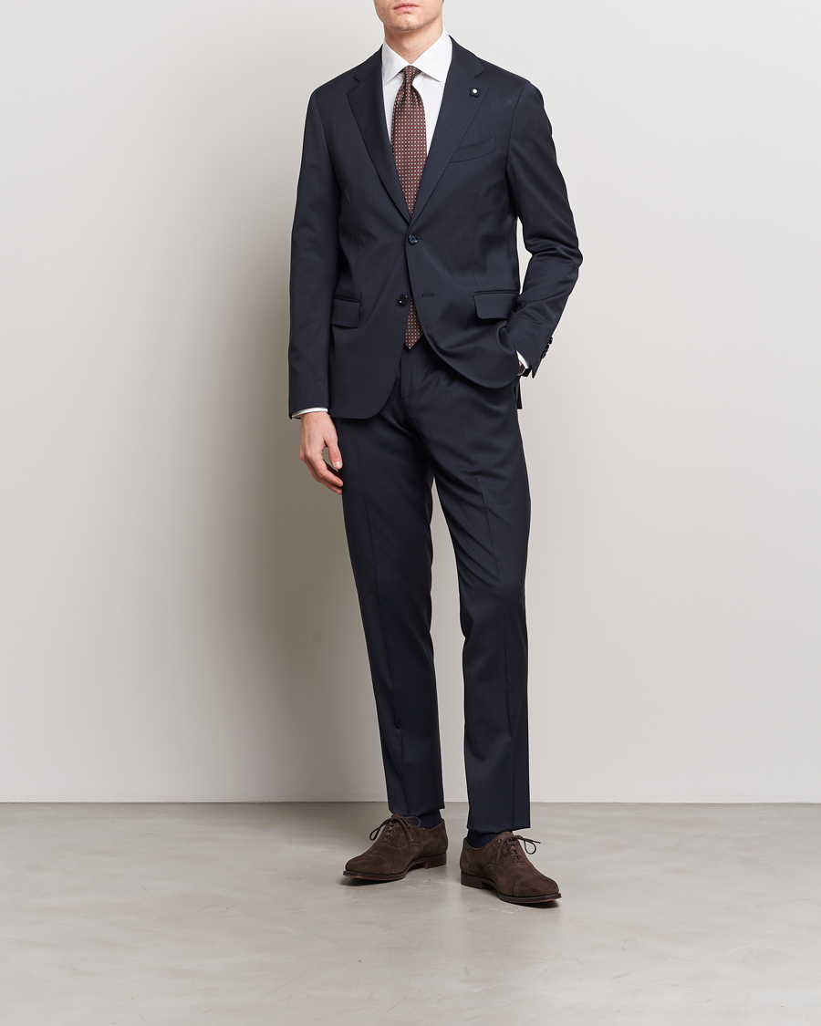 Men | Blazers | Lardini | Two Button Wool Blazer Navy