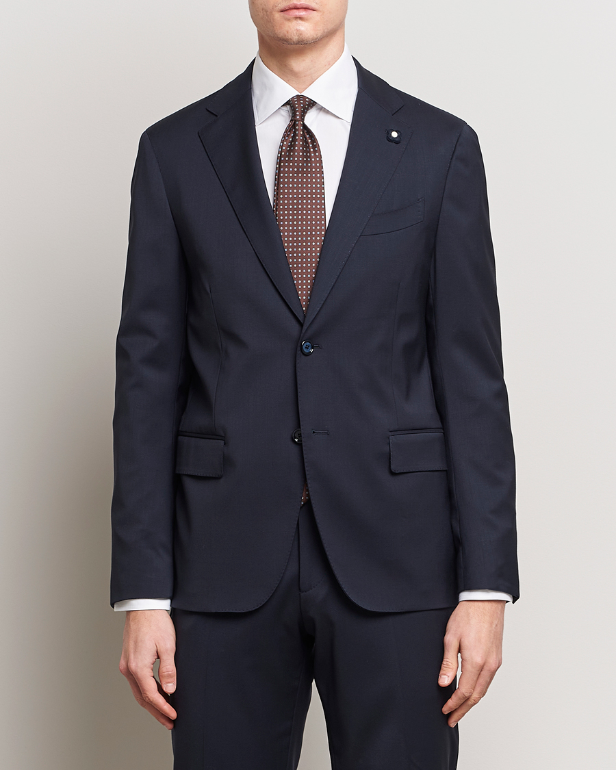 Men | Blazers | Lardini | Two Button Wool Blazer Navy