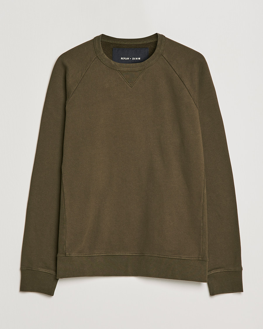 Men | Sweaters & Knitwear | Replay | Sartoriale Jersey Crew Neck Sweatshirt Military