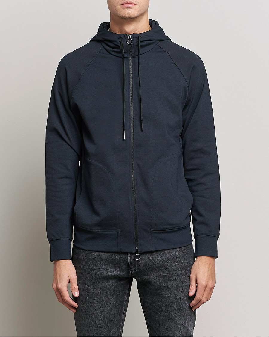 Men | Sweaters & Knitwear | Replay | Sartoriale Shiny Full Zip Hoodie Dark Blue