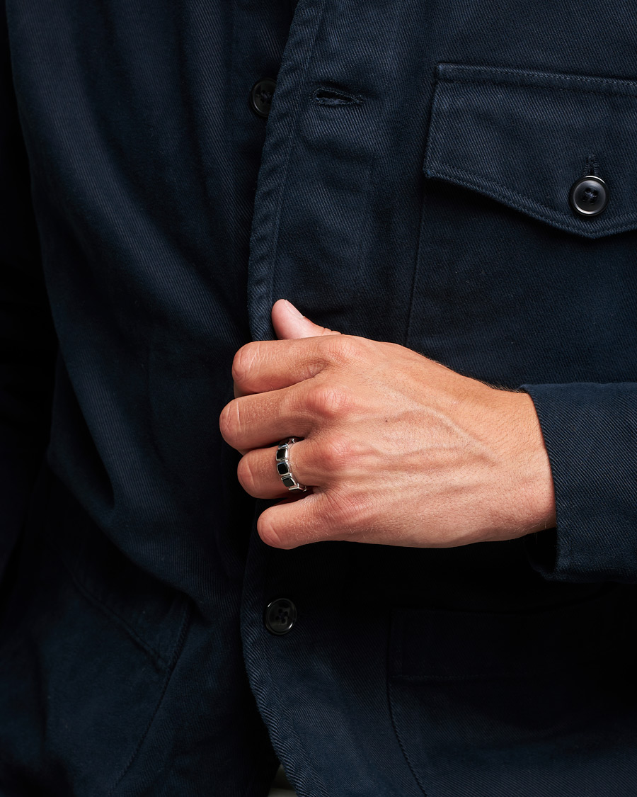 Men | Tom Wood Cushion Band Black Onyx Ring Silver | Tom Wood | Cushion Band Black Onyx Ring Silver