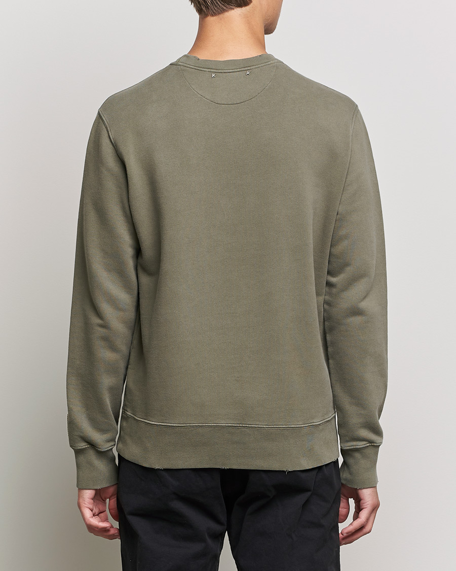 Men | Sweaters & Knitwear | Golden Goose | Deluxe Brand Distressed Cotton Sweatshirt Dusty Olive