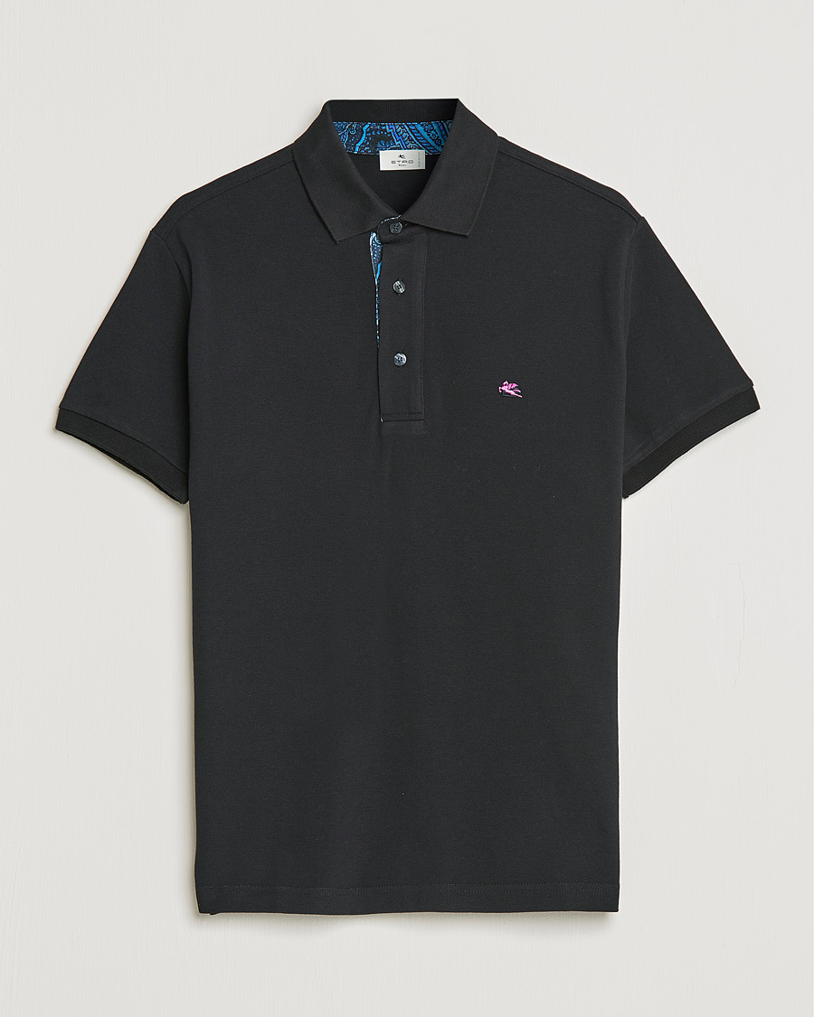 Men | Polo Shirts | Etro | Short Sleeve Contrast Paisley Polo Black