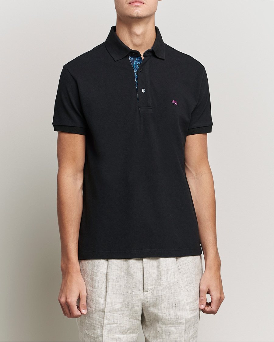 Men | Polo Shirts | Etro | Short Sleeve Contrast Paisley Polo Black