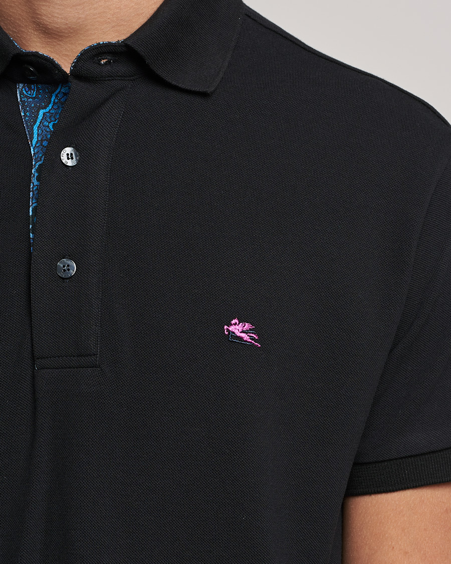 Men | Polo Shirts | Etro | Short Sleeve Contrast Paisley Polo Black