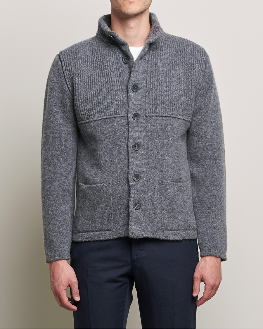 Men | Sweaters & Knitwear | Inis Meáin | Heavy Wool Cardigan Grey