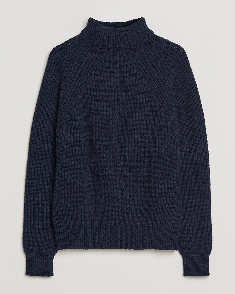 Men | Sweaters & Knitwear | Inis Meáin | Wool/Cashmere Boatbuilder Turtleneck Navy