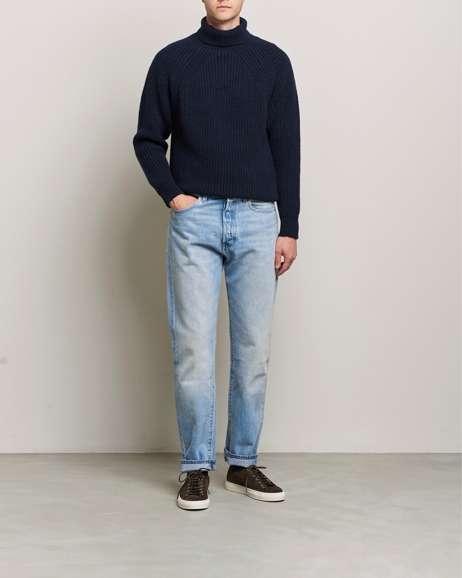 Men | Sweaters & Knitwear | Inis Meáin | Wool/Cashmere Boatbuilder Turtleneck Navy