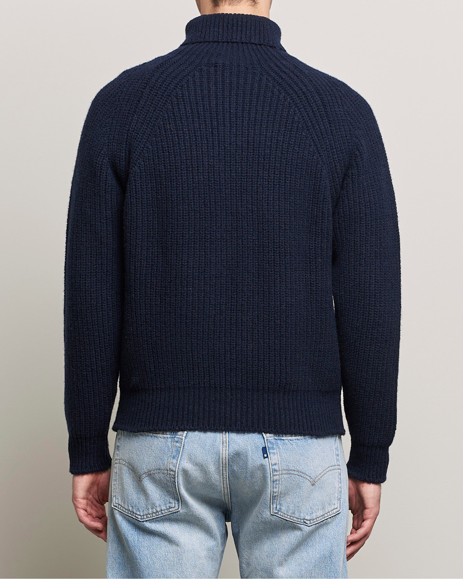 Men | Sweaters & Knitwear | Inis Meáin | Wool/Cashmere Boatbuilder Turtleneck Navy