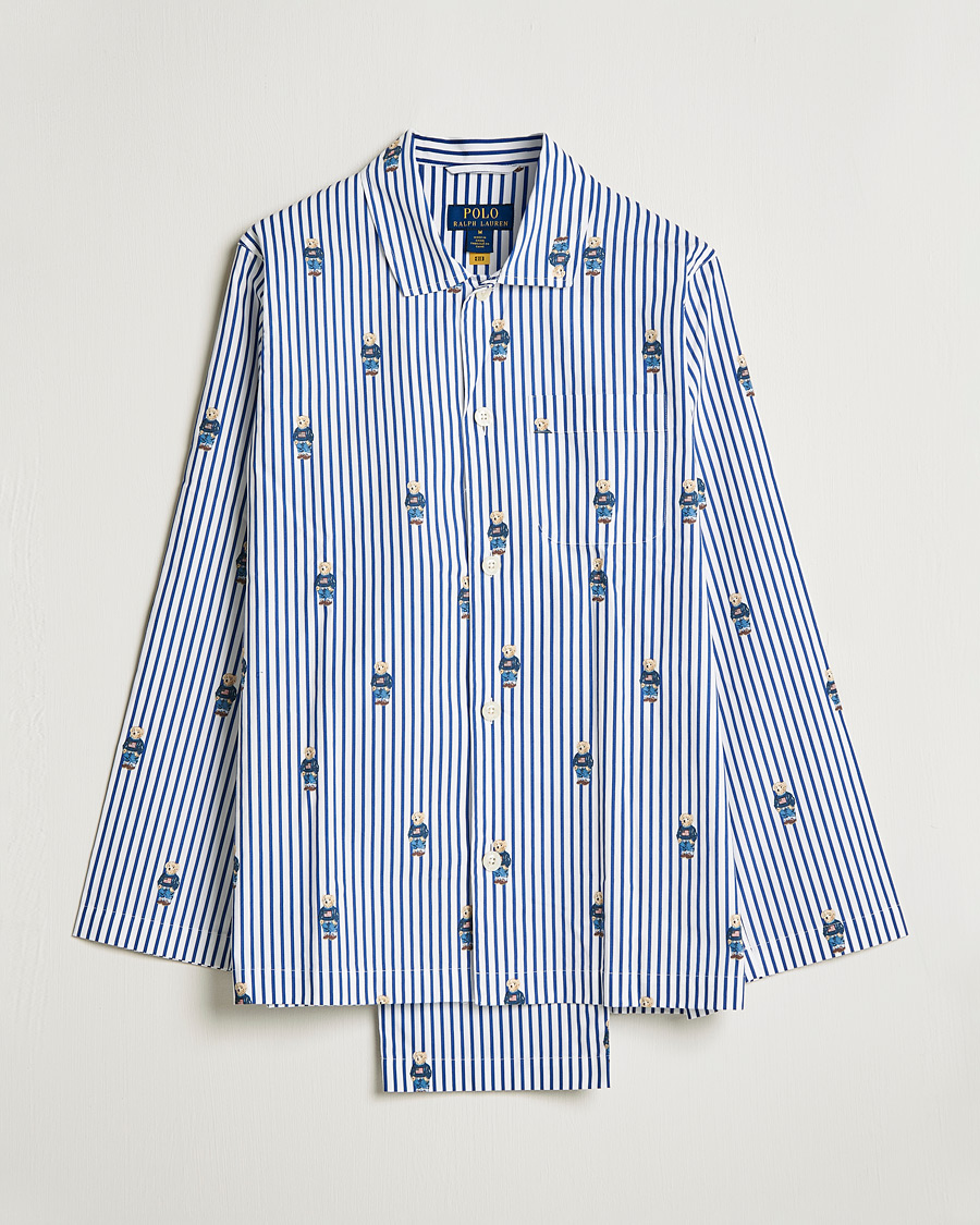 Men | Pyjamas & Robes | Polo Ralph Lauren | Bear Striped Pyjama Set Blue/White
