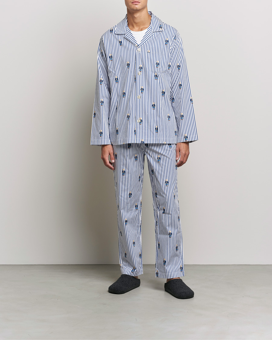 Men | Pyjamas & Robes | Polo Ralph Lauren | Bear Striped Pyjama Set Blue/White