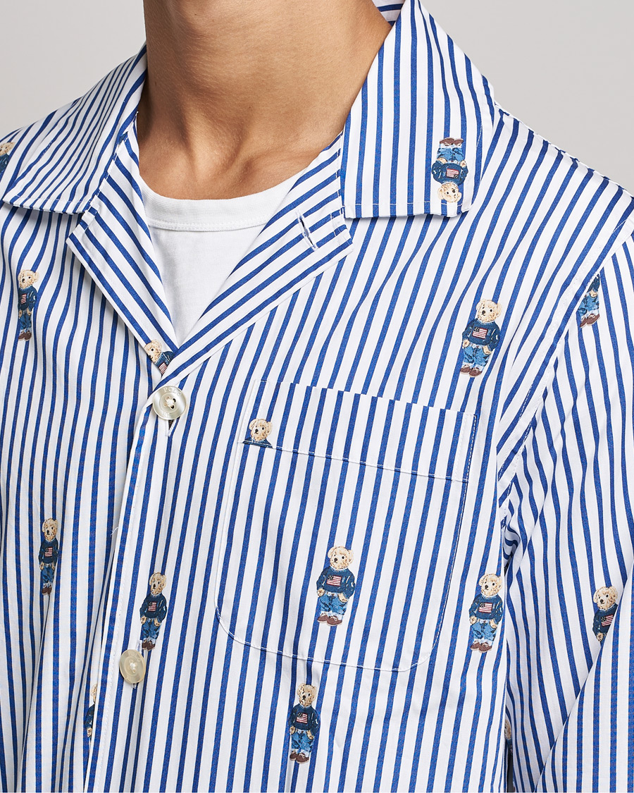 Men | Pyjamas & Robes | Polo Ralph Lauren | Bear Striped Pyjama Set Blue/White