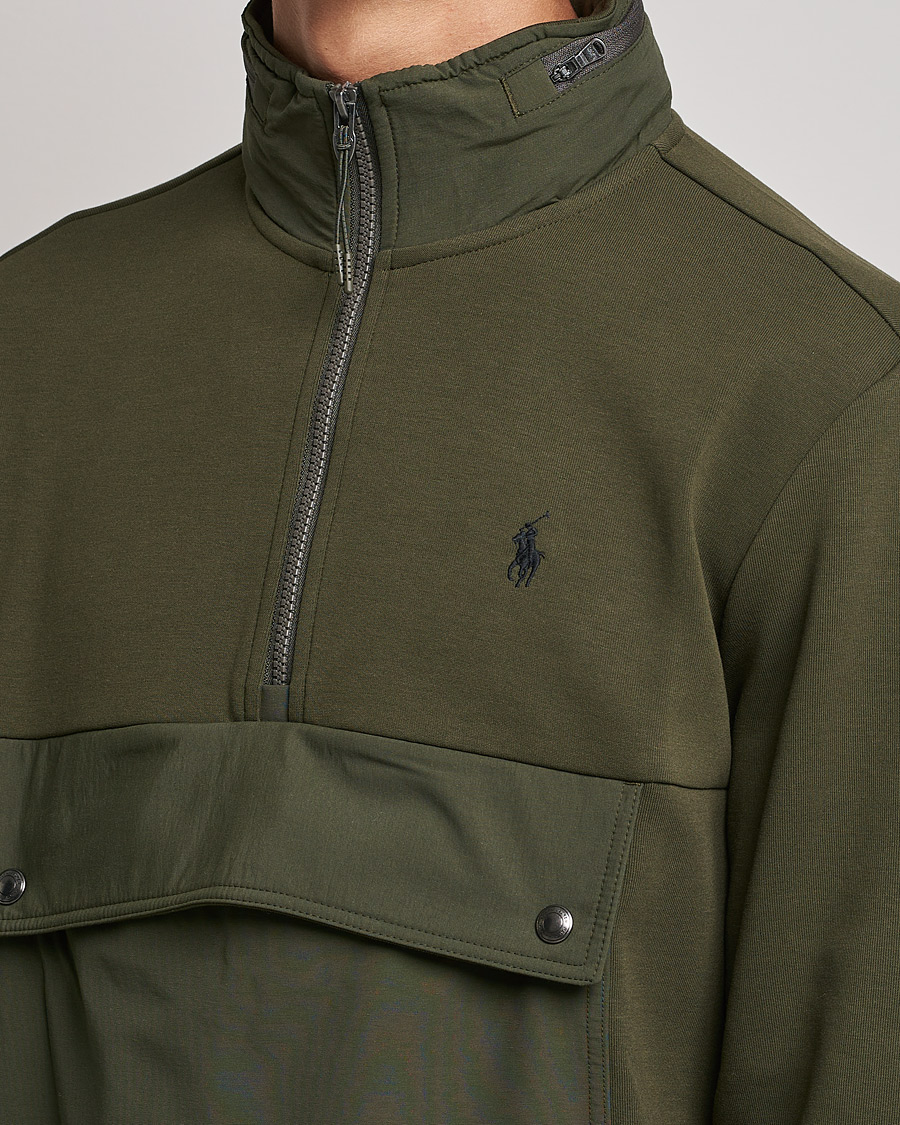 Men | Sweaters & Knitwear | Polo Ralph Lauren | Double Knit Pocket Half Zip Sweater Company Olive