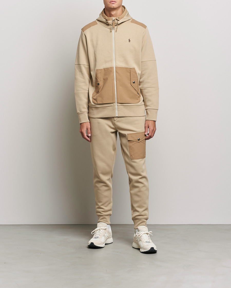 Men | Sweaters & Knitwear | Polo Ralph Lauren | Double Knit Full Zip Hoodie Classic Khaki